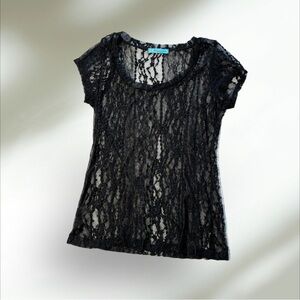 “Happening in the present” Black Lace Top